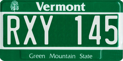 VT license plate RXY145
