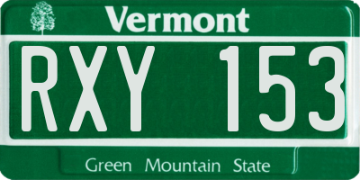 VT license plate RXY153