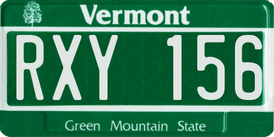 VT license plate RXY156