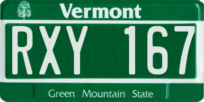 VT license plate RXY167
