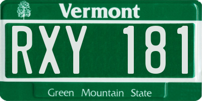 VT license plate RXY181