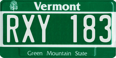 VT license plate RXY183
