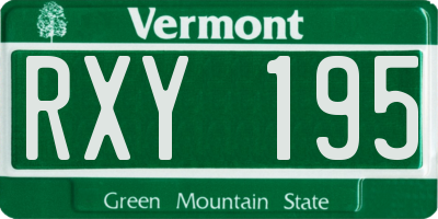VT license plate RXY195