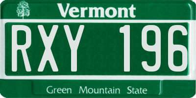 VT license plate RXY196