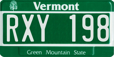 VT license plate RXY198