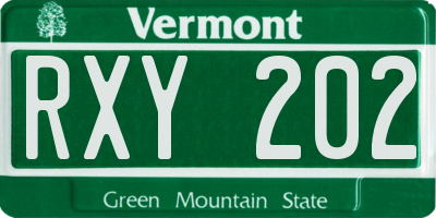 VT license plate RXY202