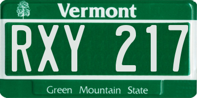 VT license plate RXY217