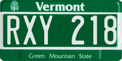 VT license plate RXY218