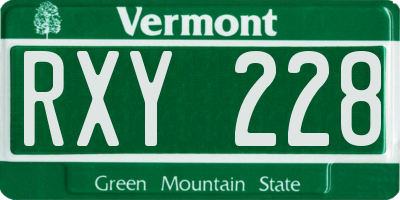 VT license plate RXY228