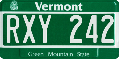 VT license plate RXY242