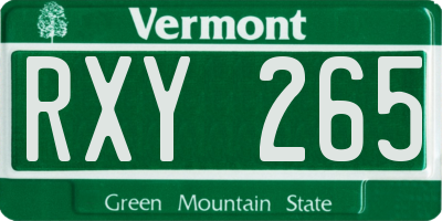 VT license plate RXY265