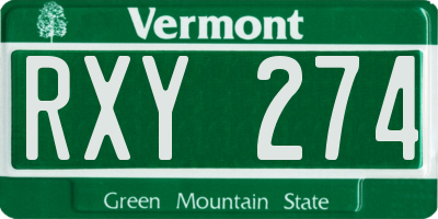 VT license plate RXY274