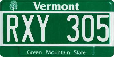 VT license plate RXY305