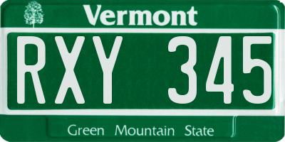 VT license plate RXY345