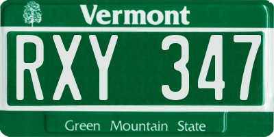 VT license plate RXY347
