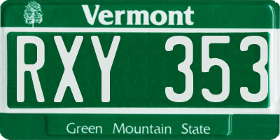 VT license plate RXY353