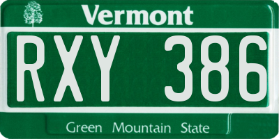 VT license plate RXY386