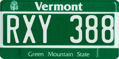 VT license plate RXY388