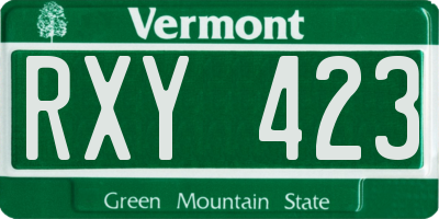 VT license plate RXY423