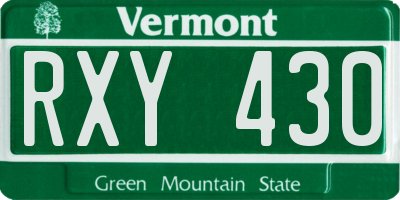 VT license plate RXY430