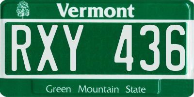 VT license plate RXY436