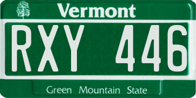 VT license plate RXY446