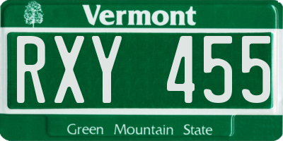 VT license plate RXY455
