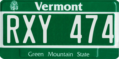 VT license plate RXY474