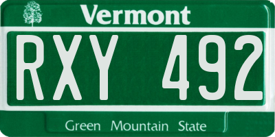 VT license plate RXY492