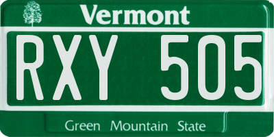 VT license plate RXY505