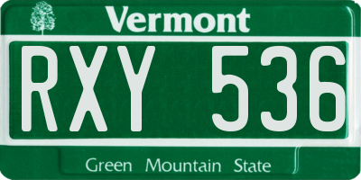 VT license plate RXY536
