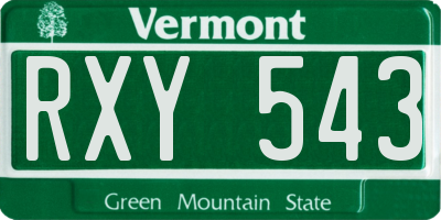 VT license plate RXY543