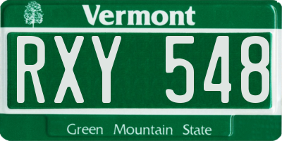 VT license plate RXY548