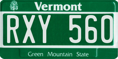 VT license plate RXY560