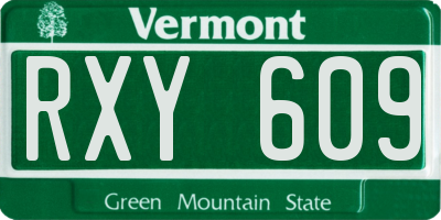 VT license plate RXY609