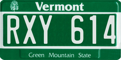 VT license plate RXY614