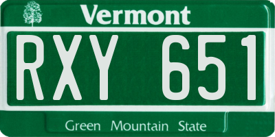 VT license plate RXY651
