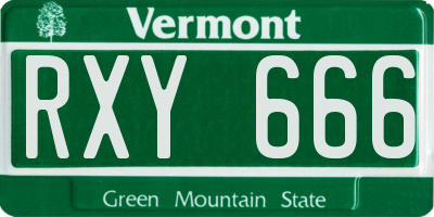VT license plate RXY666