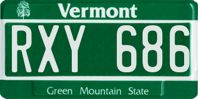 VT license plate RXY686