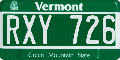 VT license plate RXY726