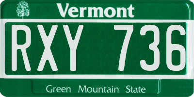 VT license plate RXY736
