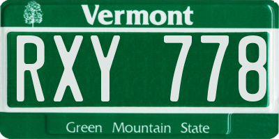 VT license plate RXY778