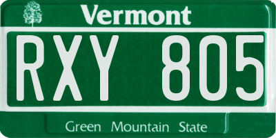 VT license plate RXY805