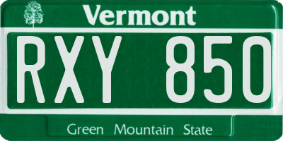 VT license plate RXY850