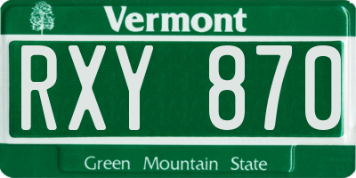 VT license plate RXY870
