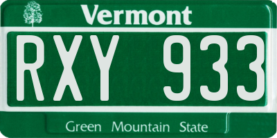 VT license plate RXY933
