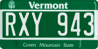 VT license plate RXY943