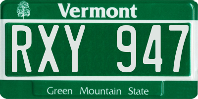 VT license plate RXY947