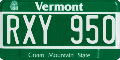 VT license plate RXY950