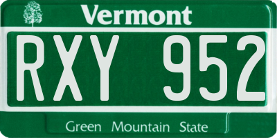 VT license plate RXY952